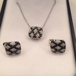 Black & White Diamond Necklace & Earrings